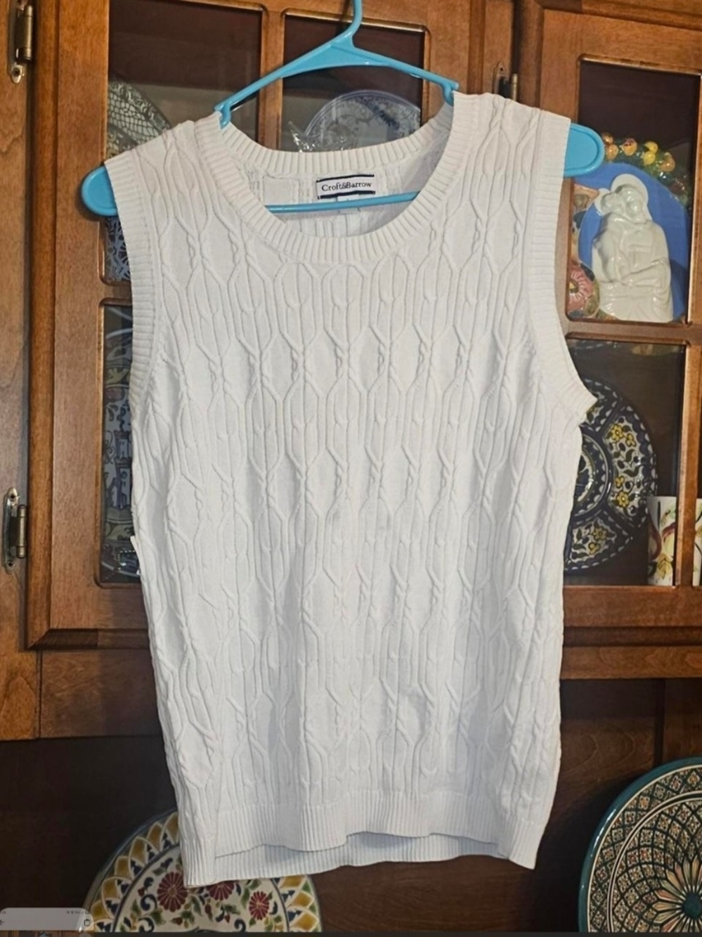 Croft & Barrow White Cable Knit Sleeveless Top